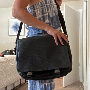 Coach Leather Messenger Bag in Signature Canvas